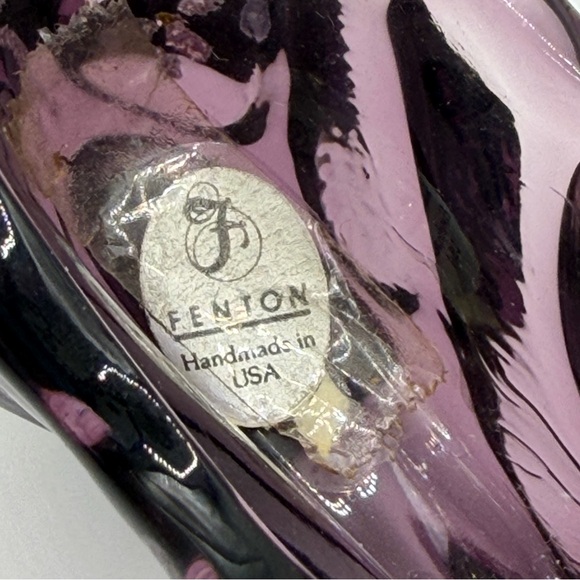 Fenton Amethyst Purple Hand Painted Glass Shoe - Signed - Sticker - Vintage EUC - Picture 3 of 11